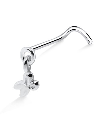 Scissor Shaped Silver Curved Nose Stud NSKB-551